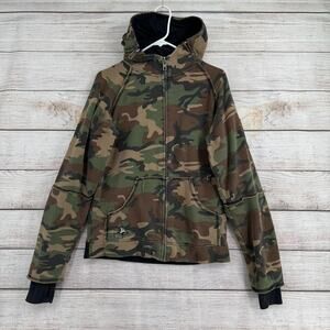 Vintage Fallen Skate Camo Full Zip Removable Hood Hoodie Sweatshirt Mens S Green